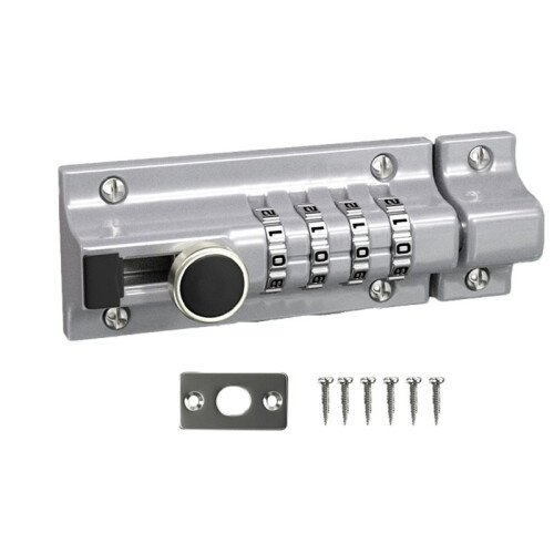 Password  Lock Sliding Combination Lock Password Door  Security Lock Anti-Theft Password Lock Catch (Silver)