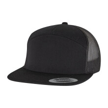 (One Size, Black) Flexfit Yupoong 7 Panel Trucker Cap