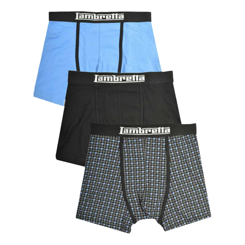 Lambretta (Xl, /Blue) Mens Boxer Shorts (Pack Of 3) Black
