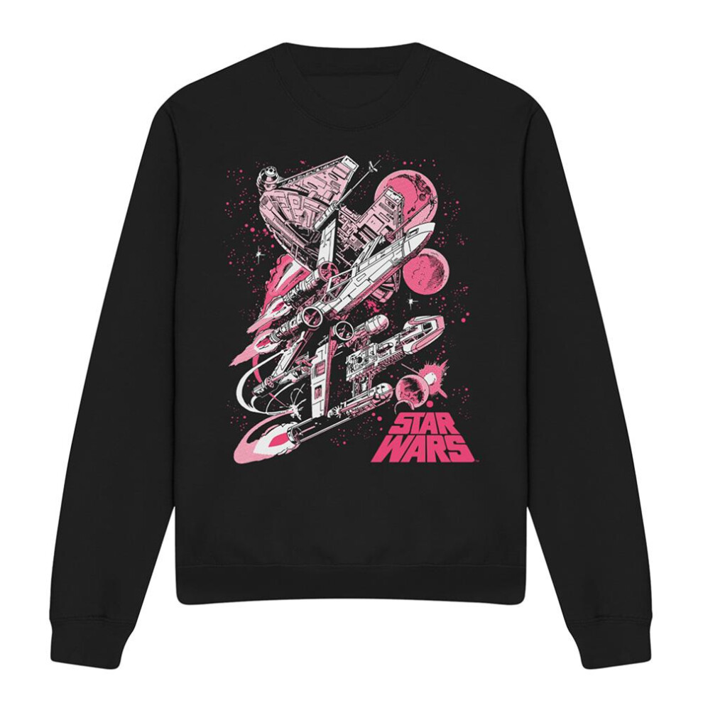 Star Wars (Xxl, Black) Unisex Adult Pink Comic Retro Sweatshirt Pink,Black