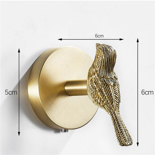 2X Brass Gold Animal Hook Solid Brass Coat Hook Door Back Hook Bathroom Kitchen Hooks Towel Rack(Bird) 2
