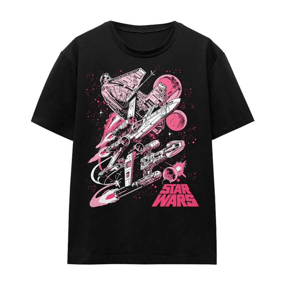 Star Wars (S, ) Womens/Ladies Retro Comic T-Shirt Black