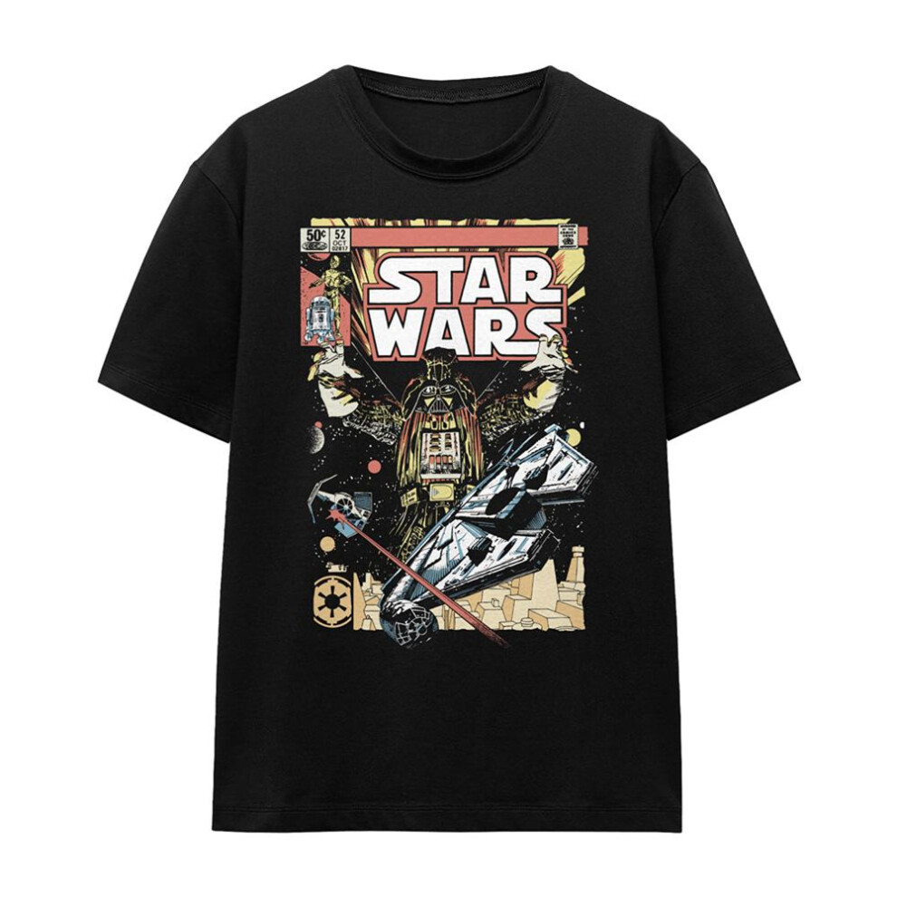 Star Wars (S, ) Womens/Ladies Falcon Darth Vader Comic T-Shirt Black