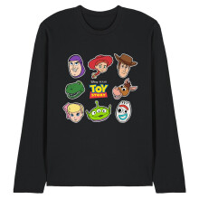 (XXL, Black) Toy Story Unisex Adult Character Faces Long-Sleeved T-Shirt