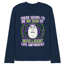 (L, Navy) Toy Story Unisex Adult No Sign Of Intelligent Life Buzz Lightyear Long-Sleeved T-Shirt