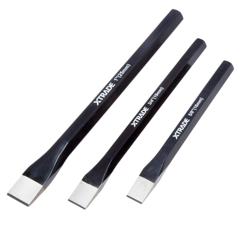 XTrade Chrome Vanadium Steel Cold Chisel Set (Pack of 3)