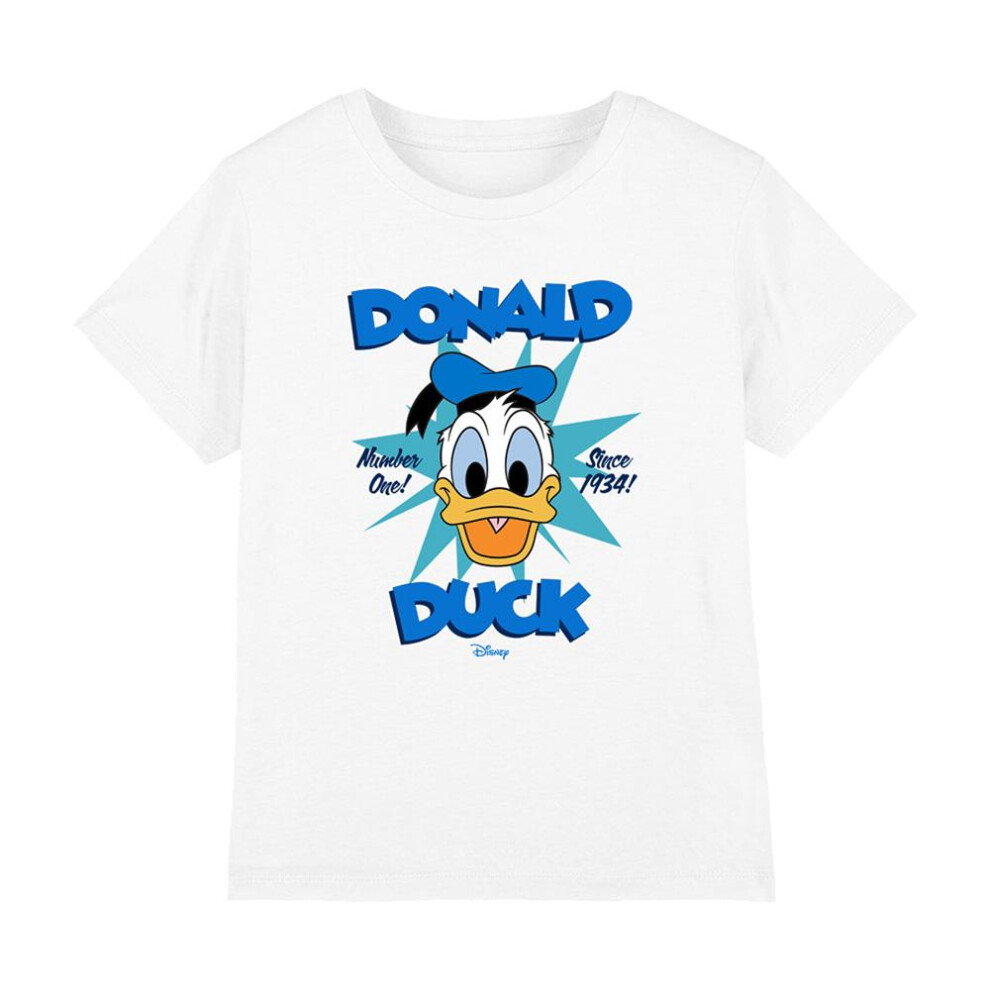 Disney (3-4 Years, White) Childrens/Kids Donald Duck Face Stars T-Shirt
