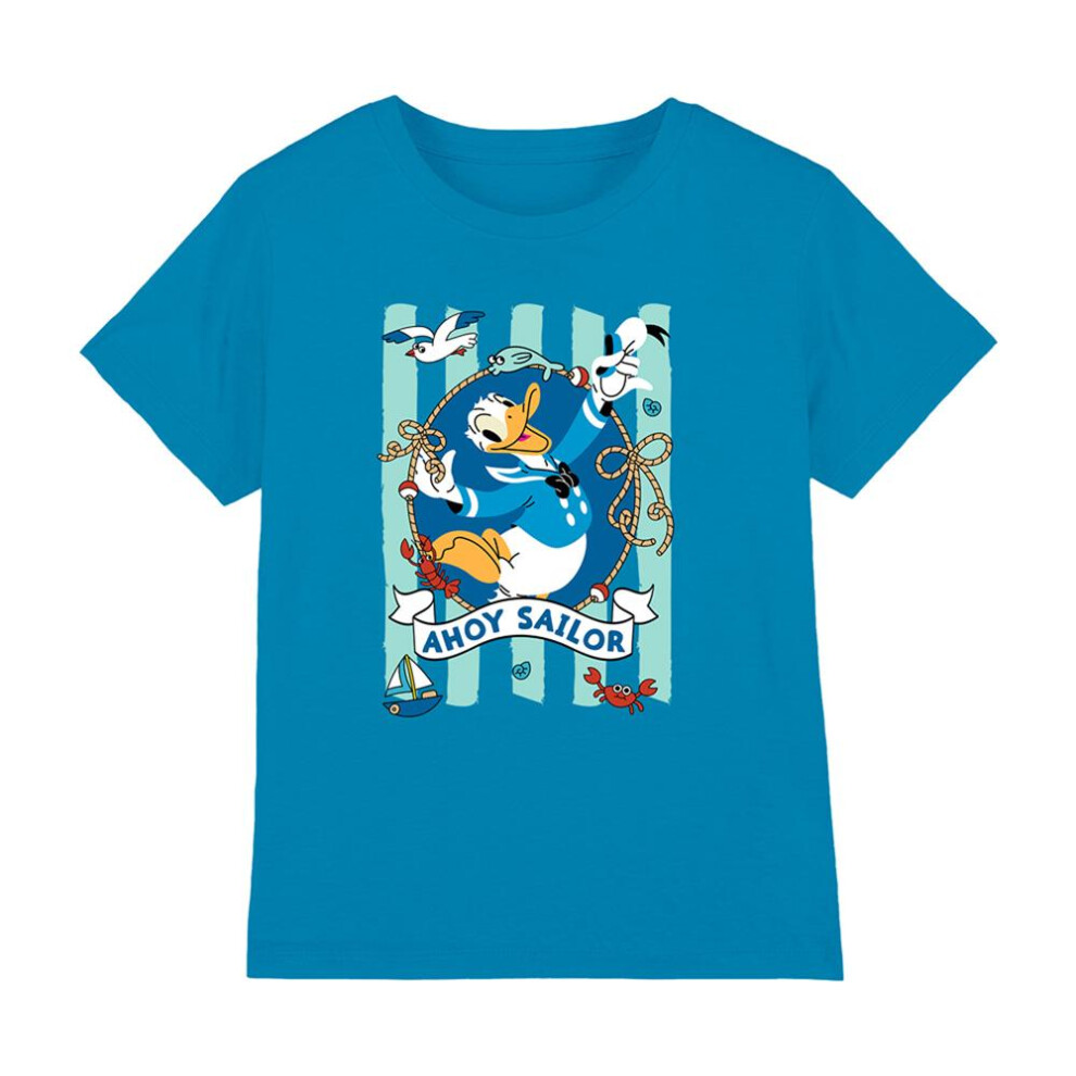 Disney (3-4 Years, Turquoise) Childrens/Kids Ahoy Sailor Donald Duck T-Shirt