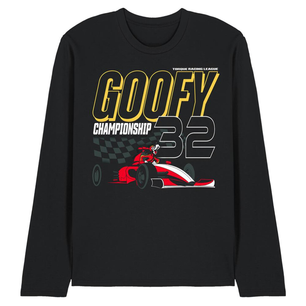 Disney (Xxl, Black) Unisex Adult Goofy Racing Monaco Long-Sleeved T-Shirt