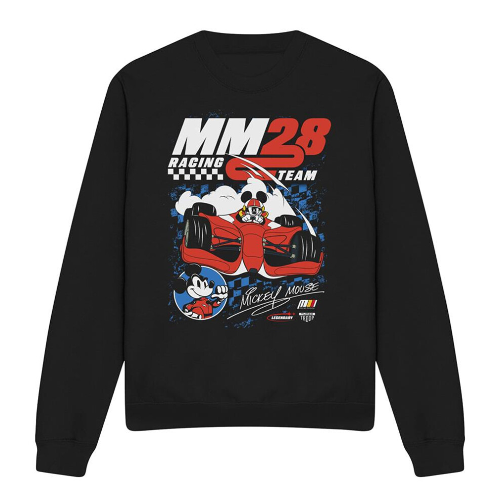 Disney (Xxl, Black) Unisex Adult Racing Mickey Mouse Chequered Sweatshirt