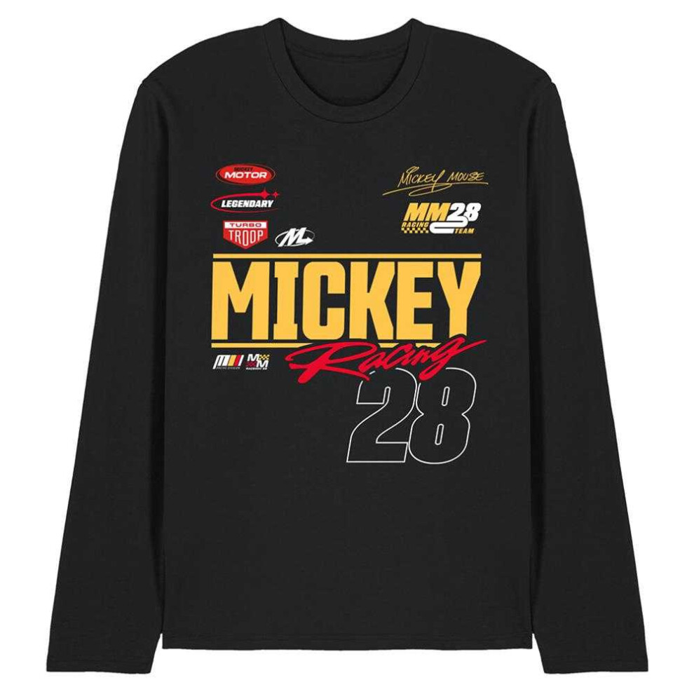 Disney (Xxl, Black) Unisex Adult Racing 28 Mickey Mouse Long-Sleeved T-Shirt