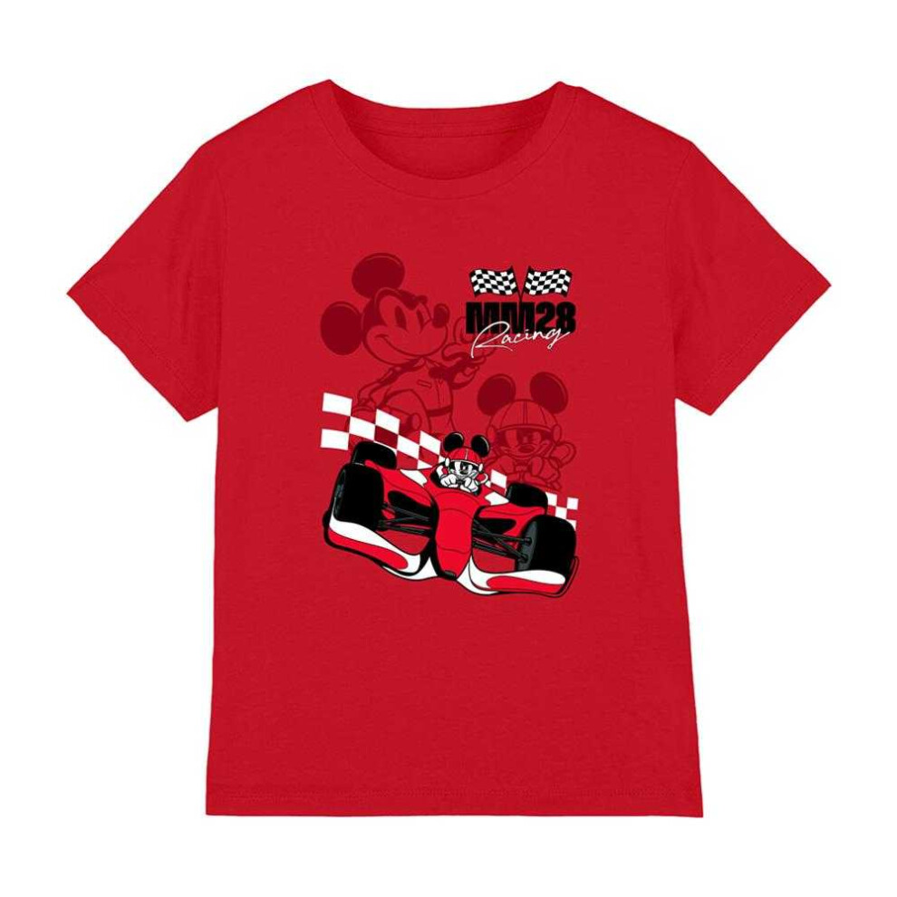 Disney (3-4 Years, Red) Childrens/Kids Mickey Mouse Racing Cars T-Shirt