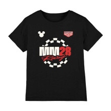 (9-11 Years, Black) Disney Childrens/Kids Checkered Badge Racing T-Shirt