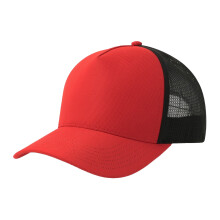 (One Size, Red/Black) Atlantis Headwear Dempo 5 Panel Stretch Unstructured Trucker Cap