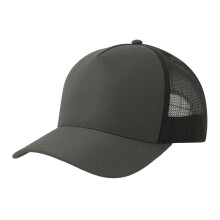 (One Size, Dark Grey/Black) Atlantis Headwear Dempo 5 Panel Stretch Unstructured Trucker Cap