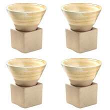 4X Japońska Retro Ceramiczna Filiżanka do Kawy - Surowa Ceramiczna Filiżanka do Herbaty, Kubek Porcelanowy Latte Art, Odpowiedni do Domu i Biura A