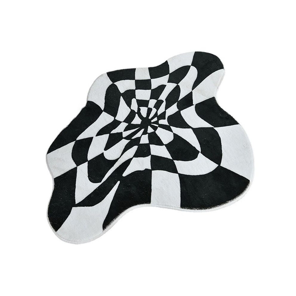 Semoic Flower Bath Mats Soft Plush Checkerboard Grids Soft Floral Bathroom Carpet Bedside Carpet Decor Anti Slip Floor Mat E