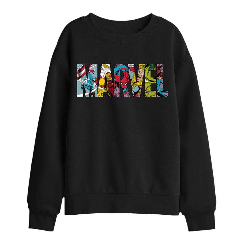 Marvel (12-13 Years, ) Childrens/Kids Characters Logo Sweatshirt Black