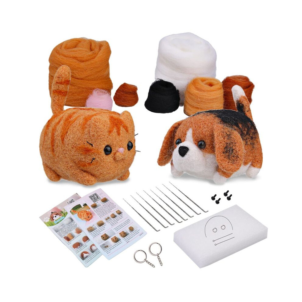 Needle Felting Kit, 2 Pcs Dolls Needle Felting Beginner Kit Needle Felting Pad, Felting Wool, Felting Needles, Keychain 6034060650862