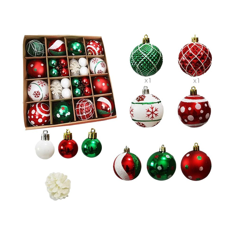 Semoic 42Pcs Christmas Ornaments Shatterproof Christmas Baubles Shiny Printed Decorative Balls Christmas Tree Ornaments,A