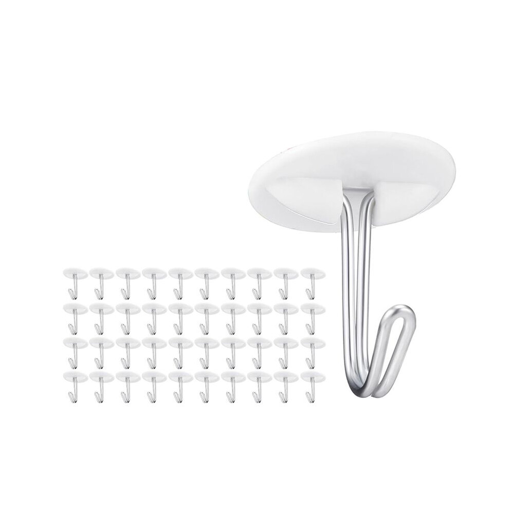 Semoic 50 Pcs Adhesive Ceiling Hooks For Classroom Hanging Decor White Sticky Plastic No Drill Drop Ceiling Small Hooks