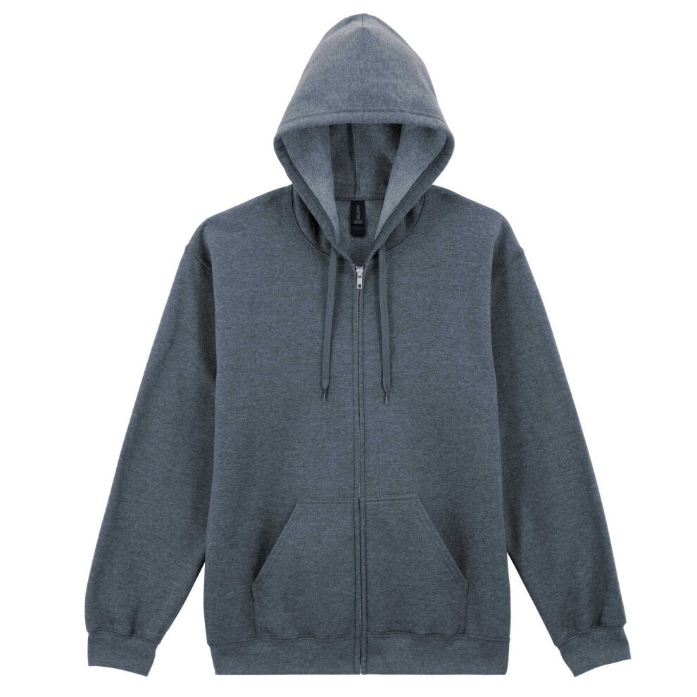 Gildan (3Xl, Dark Heather) Unisex Adult Fleece Midweight Full Zip Hoodie Multicoloured