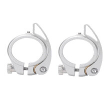 2Pcs Folding Bicycle Pipe Clamp with Quick Release Lever Behalf is Suitable Sp8 Pipe Clamp with 38mm, Silver