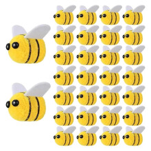 50PCS Bee Pompom Hair Polyester Child Headdress Wedding Figurines DIY Handmade Material Hat Clothing Decor