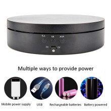 2X Black Rechargeable Turntable Display Stand, 360 Degree Rotation Speed/Angle Adjustable