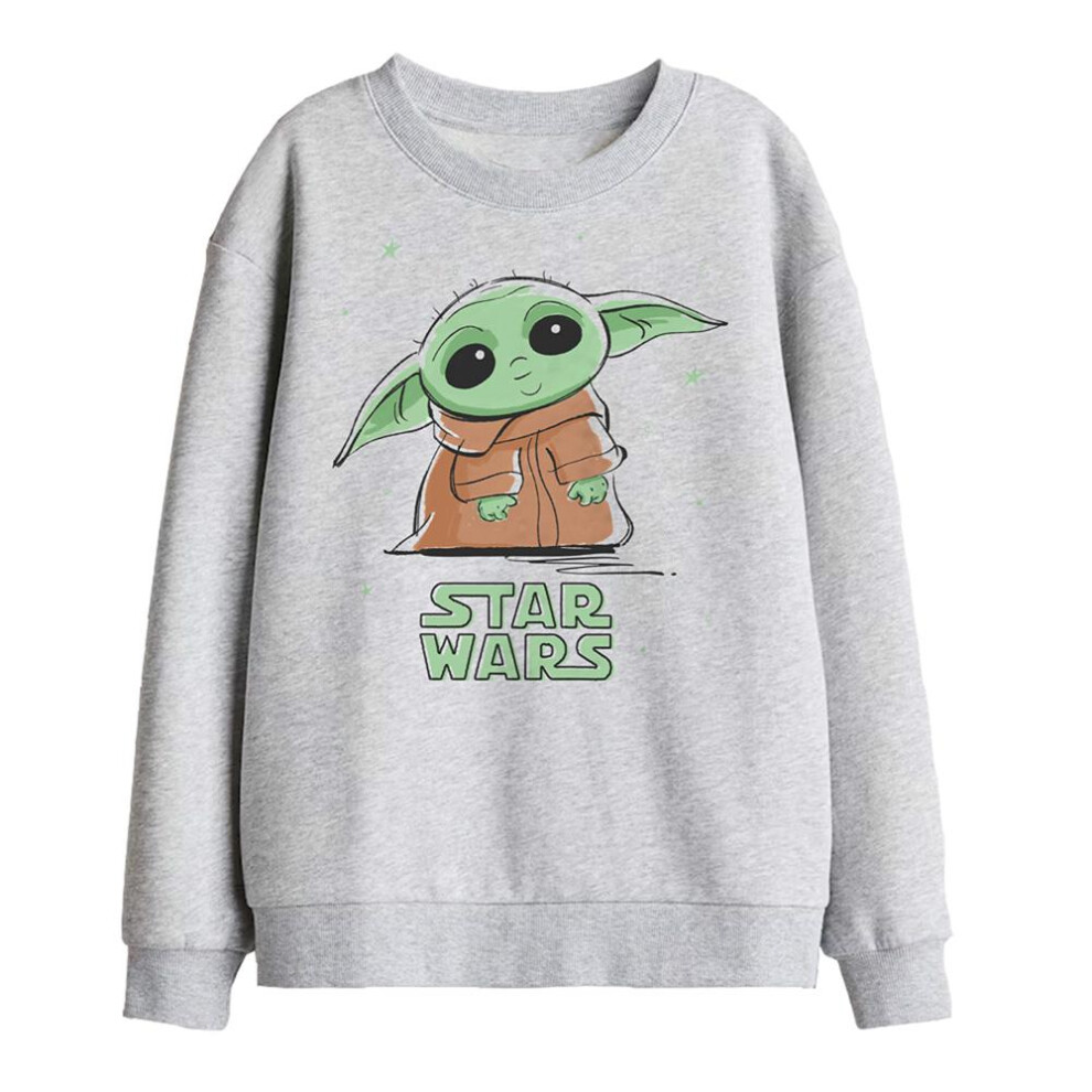 Star Wars (12-13 Years, Athletic Heather) Childrens/Kids Grogu Splash Sweatshirt Multicoloured