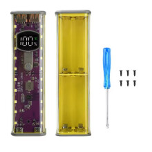 Obudowa Powerbanku 22,5 w, 8 X 18650, Bezlutowa, Przezroczysta, Obsługuje Tryb Niskiego Prądu, Dwa Porty Typu C, Żółta