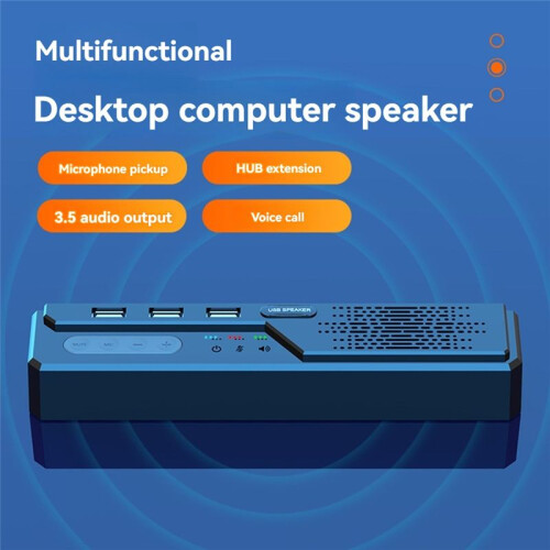 PC USB HUB with  Speaker Multifunctional Desktop Speaker HUB with Microphone and Volume Adjustment Function