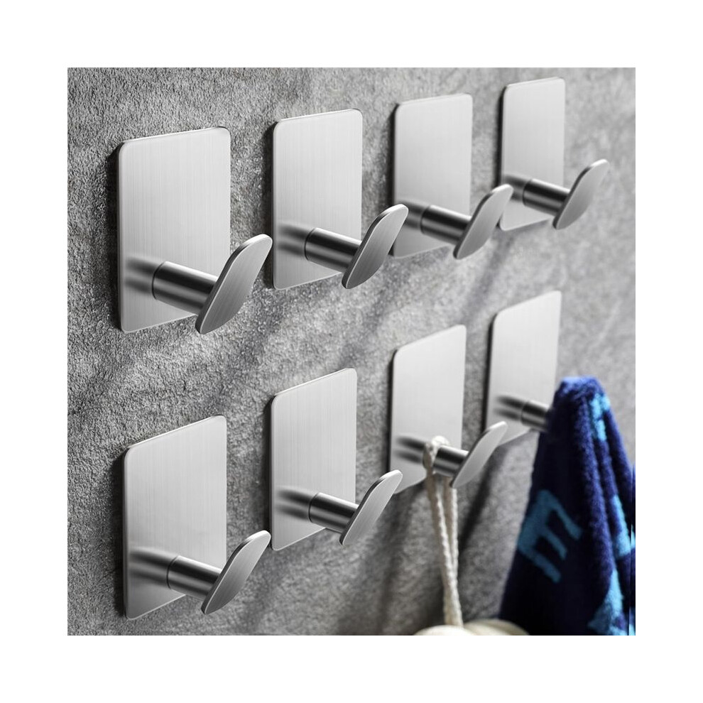 8Pcs Towel Hooks For Bathrooms Adhesive Wall Hooks For Hanging Robe Coat Stick Hooks No Damage Stainless Steel 4713316085888