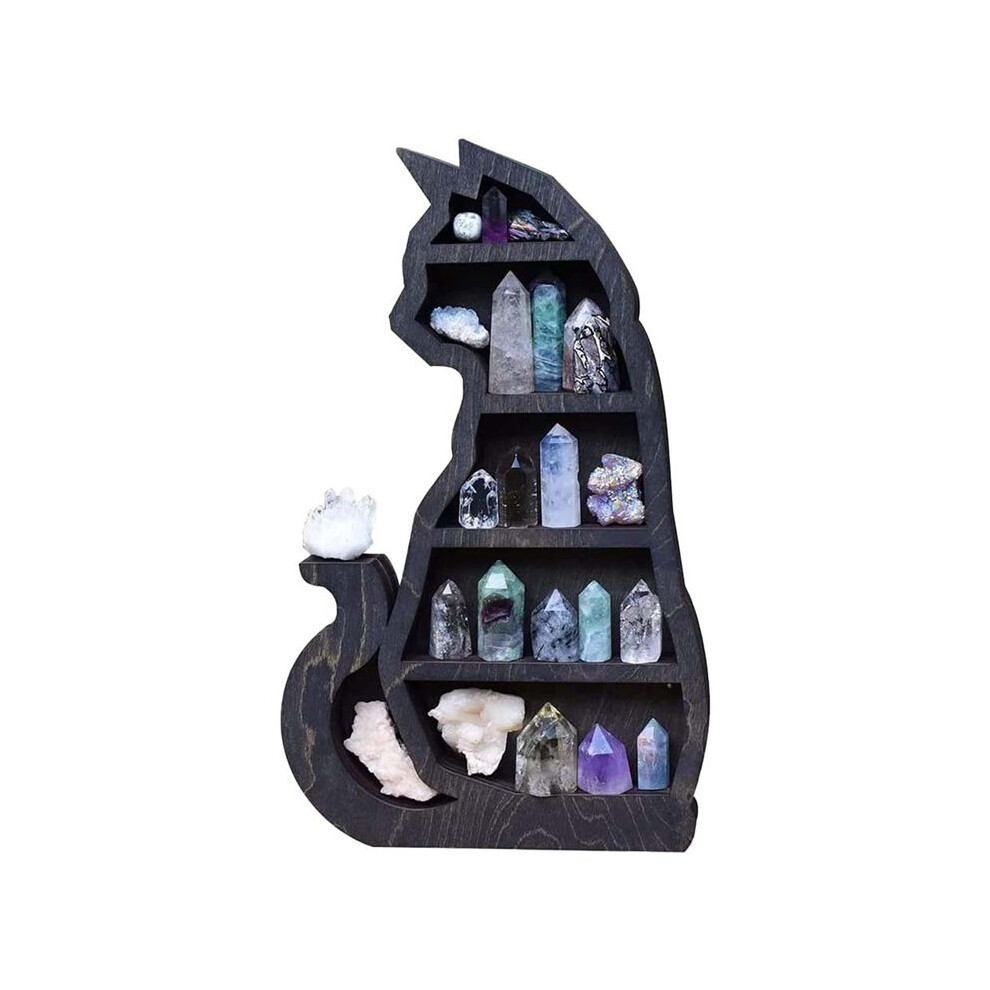 Semoic Wooden Wall Hanging Crafts Crystal Display Rack Handmade Hanging Ornaments Storage Rack Gothic Witch Room Decorations