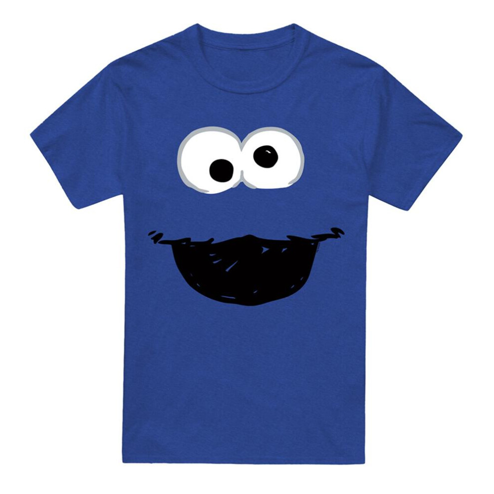 Sesame Street (Xl, Royal ) Unisex Adult Cookie Monster Crayon Heather T-Shirt Blue