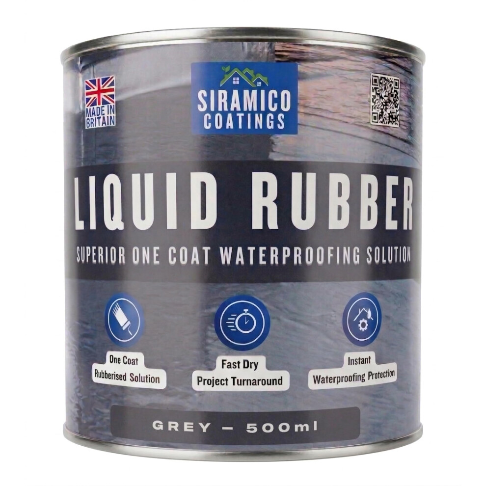 Siramico Coatings Liquid Rubber Roof Coating | Instant Leak Seal Technology I Quick Drying, One Coat Waterproofing Sealant | Black, Grey & Clear (Gre 6009453468829