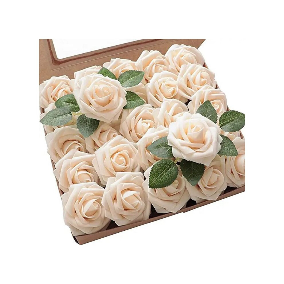 Semoic 25Pcs Artificial Roses Flowers Artificial Looking Roses Wedding Bouquets Centerpieces Bridal Shower Party Home Decor,C