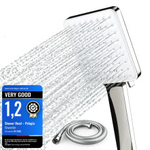 Newentor Shower Head and Hose[TESTSIEGER], High Pressure Shower Head with 6 Modes, Universal Water Saving Large Showerhead with 1.5M Hose, Gold