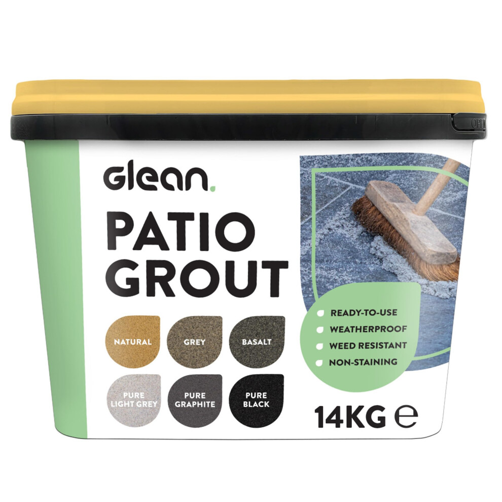 Glean Patio Grout | Natural | 14Kg - 20Mâ² Coverage | Jointing Compound | Brush In Patio Grout For Paving Patios & Block Paving | Self Setting All Wea 7611459546518