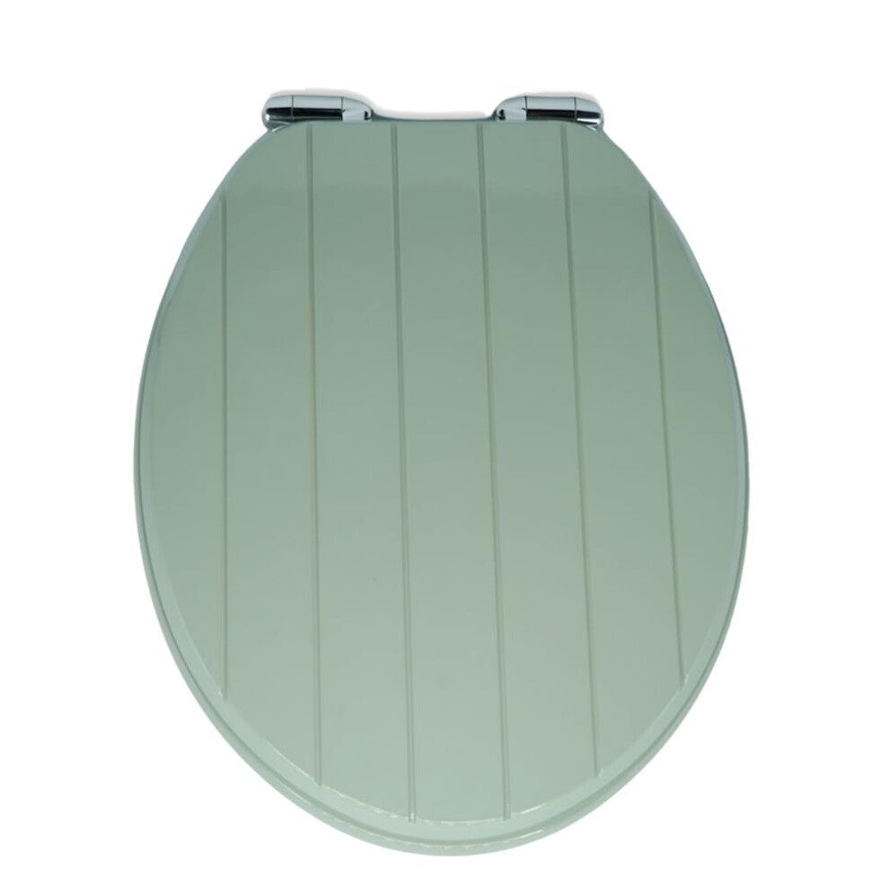 Aqualona Premium Sage Tongue And Groove Toilet Seat - Soft Close - Moulded Wood - Stainless Steel Slow Close Hinges - Wipe Clean - Easy Installation 5002135620875