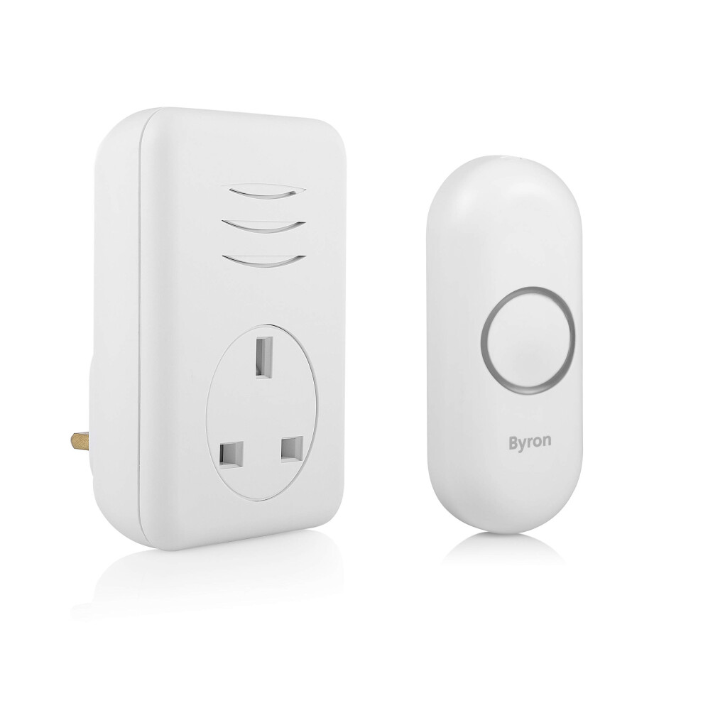 Byron Wireless Doorbell Set, Plug-Through Chime, 150M Range, 16 Melodies, Dby-22313Uk 5084863901129