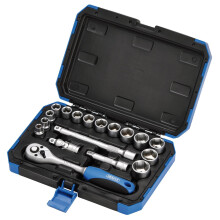 Draper Expert 18 Piece Metric Socket Set | Ratchet Tool and Case | 3/8" Square Drive | HI-TORQ MM/AF Sockets | DIY Home Professional and Car Kit |Han