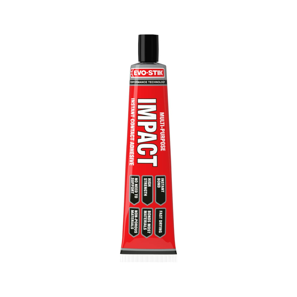 Evo-Stik Impact Adhesive 65G Tube - Multipurpose High-Strength Contact Glue - Bonds Instantly - Fast Drying 5004073394689