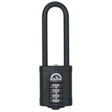 Squire Combination Padlock CP40/2.5 – 40mm Long Shackle Combination Padlock (Black) – Re-Codable 4-Digit Push Button Lock – Ideal for Gates & La