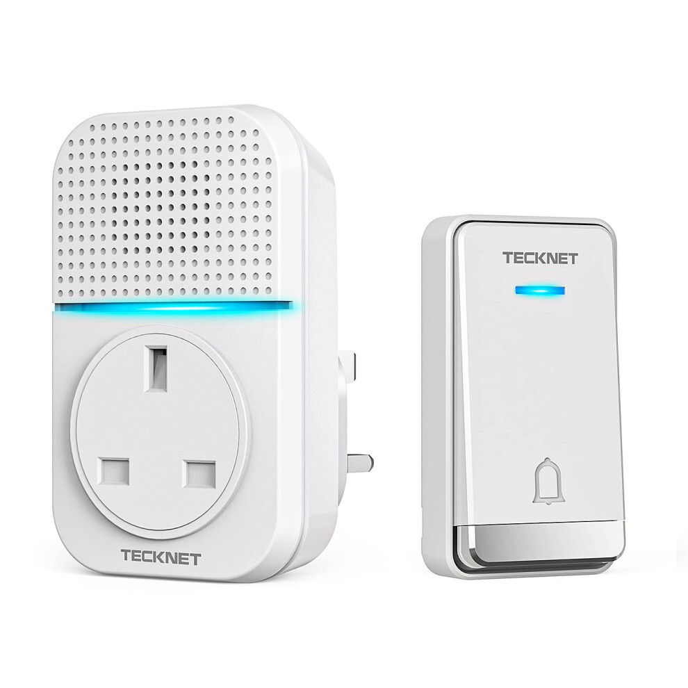 Tecknet Wireless Doorbell, No Battery Required Self-Powered Door Bell Plug In Waterproof Ip65 Cordless Doorbell Chime Kits At 1300Ft Range With 60 Ch