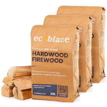 Ecoblaze 27KG Premium Kiln Dried Hardwood Logs - Fire Logs, Firewood, Kindling Wood, Fire Pits & Pizza Oven Wood-High Heat Log For BBQ, Hardwood Wood