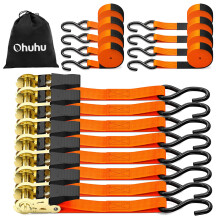 Ratchet Straps with Hook 8 Pack, Ohuhu 4.6m x 25mm 680kg Break Strength Heavy Duty Ratchet Tie Down Straps Lashing Straps with S Hook for Motorcycles