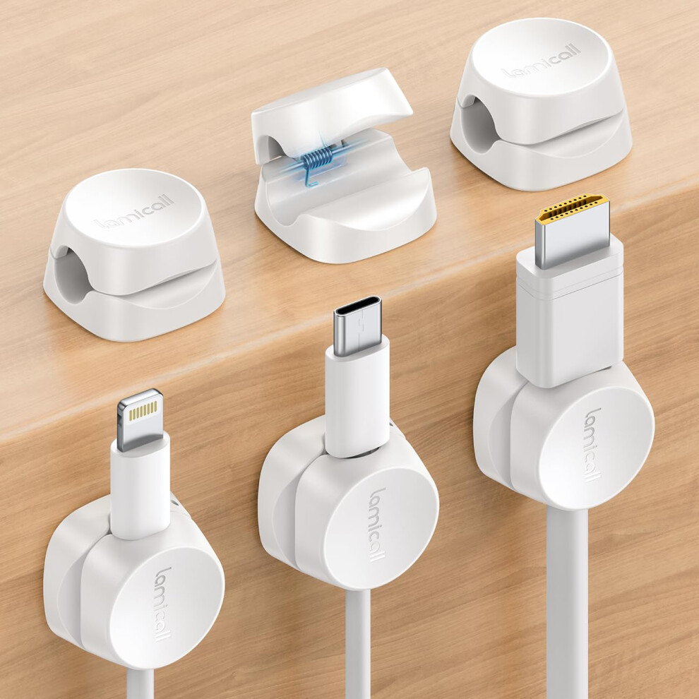 Lamicall [6 Pack] Spring Cable Holder Clips - No-Residue Cord Cable Management, Wire Holder Organiser, Desk Tidy, Cable Keeper For Usb, Hdmi, Wall, P 3315788309304