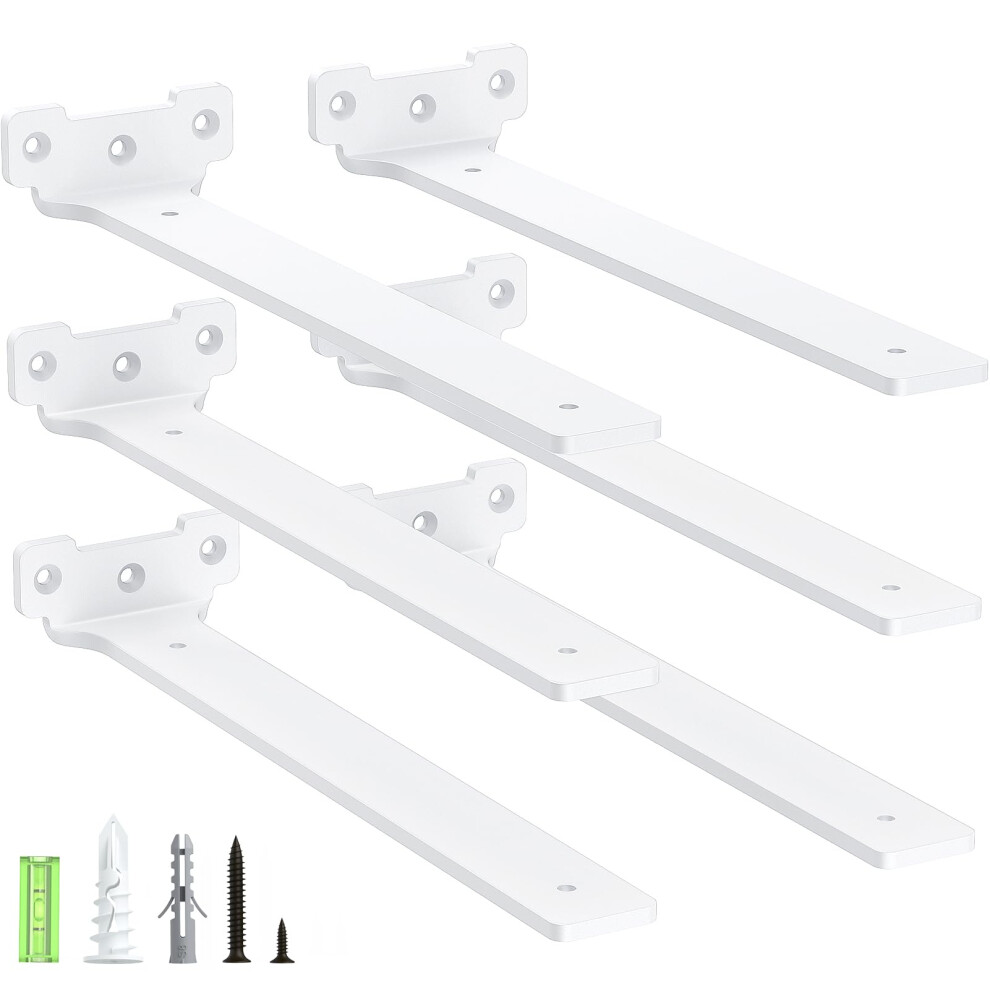 Yeabett Shelf Brackets, 6 Pack Right Angle Floating Shelf Brackets 30Cm, 70Kg Load Capacity, White 8178756140140