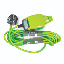 STATUS 1 Socket Extension Lead, 5m Green Extension Cable, 13 amp Weatherproof Socket, 1W5M13AIP54S6